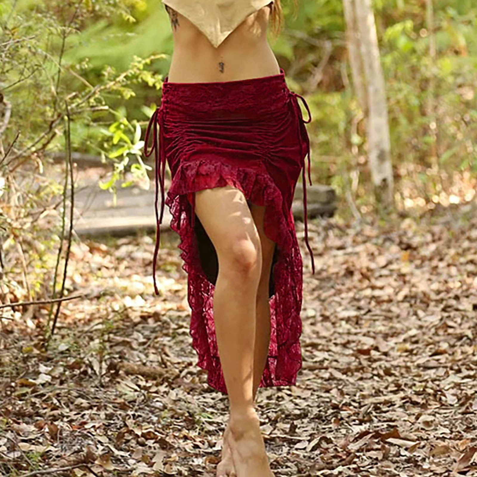 JINGWANGYHBD Women's Steampunk Skirt High Low Pirate Skirts