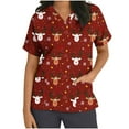 thumbnail image 1 of JINGWANGYHBD Womens Christmas Nurse Uniform Lightweight Scrub Tops Funny Print Shirts Stretchy Soft Loose Uniforms Holiday Merry Xmas Workwear, 1 of 5