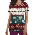 thumbnail image 1 of JINGWANGYHBD Womens Scrub Shirts 2024 Lightweight Christmas Tops Cute Print Nurse Uniforms Loose Short Sleeve Shirt Vacation Uniform Top with Pockets, 1 of 5