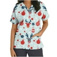thumbnail image 1 of JINGWANGYHBD Womens Scrub Tops 2024 Christmas Nurse Uniform Stretchy Loose Shirts Soft Lightweight Top Trendy Casual Uniforms with Pockets, 1 of 5