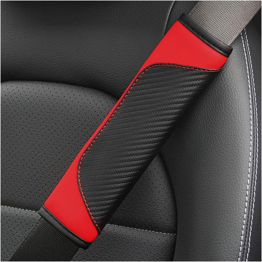 JINGYANG 2PCS Car Seat Belt Cover, Carbon Fiber Safety Seatbelt