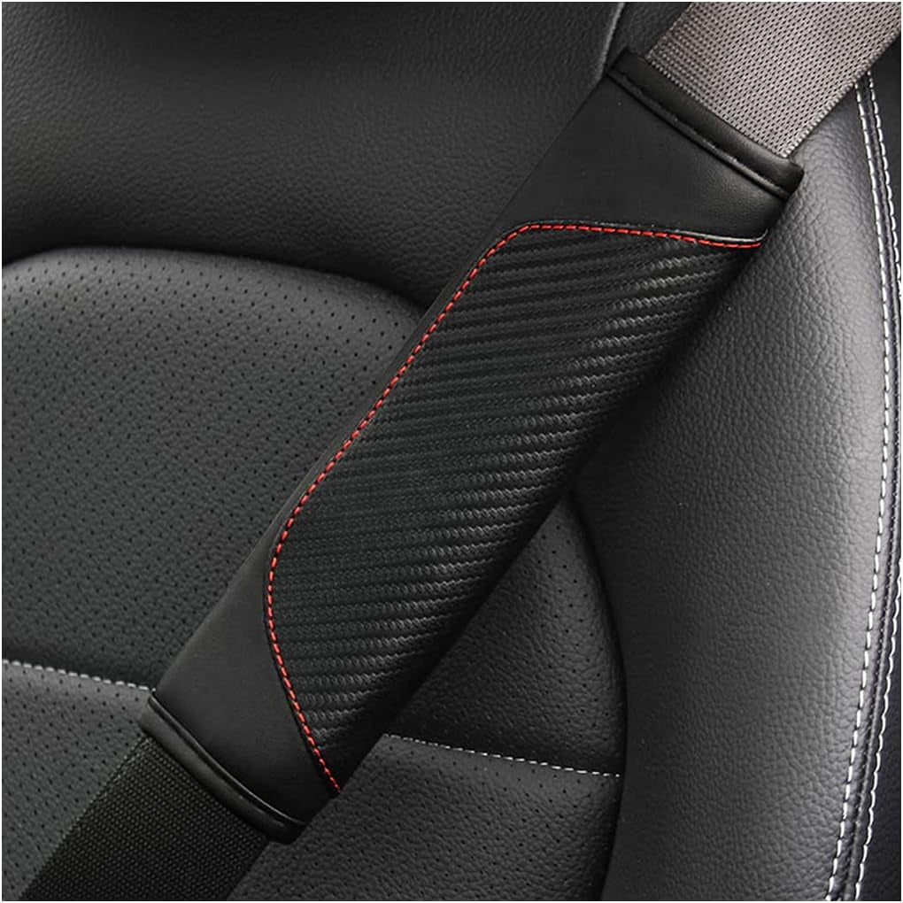 JINGYANG 2PCS Car Seat Belt Cover, Carbon Fiber Safety Seatbelt