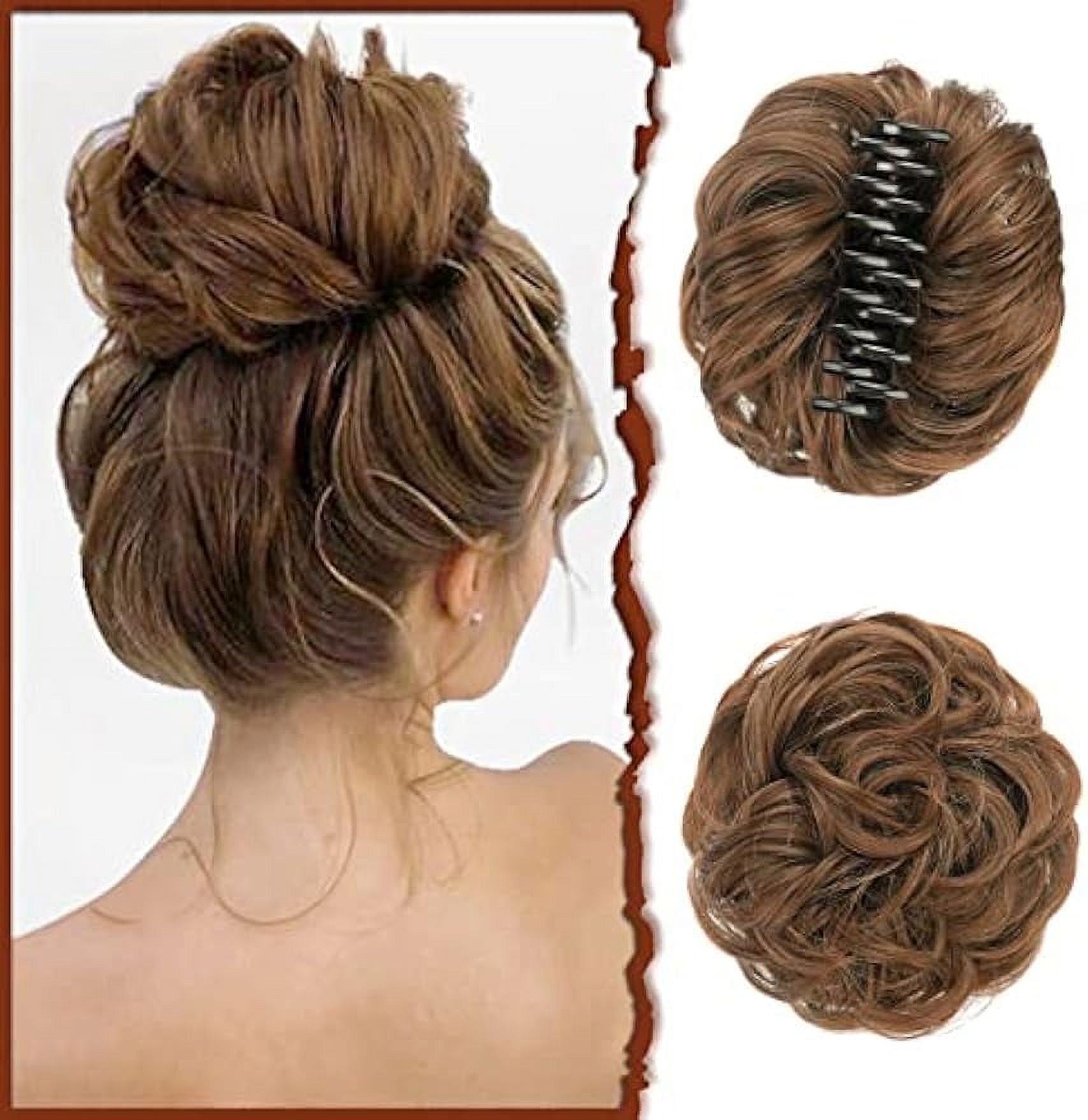 JINGYANG Claw Clip Messy Bun Hair Piece Wavy Curly Hair Bun Clip in