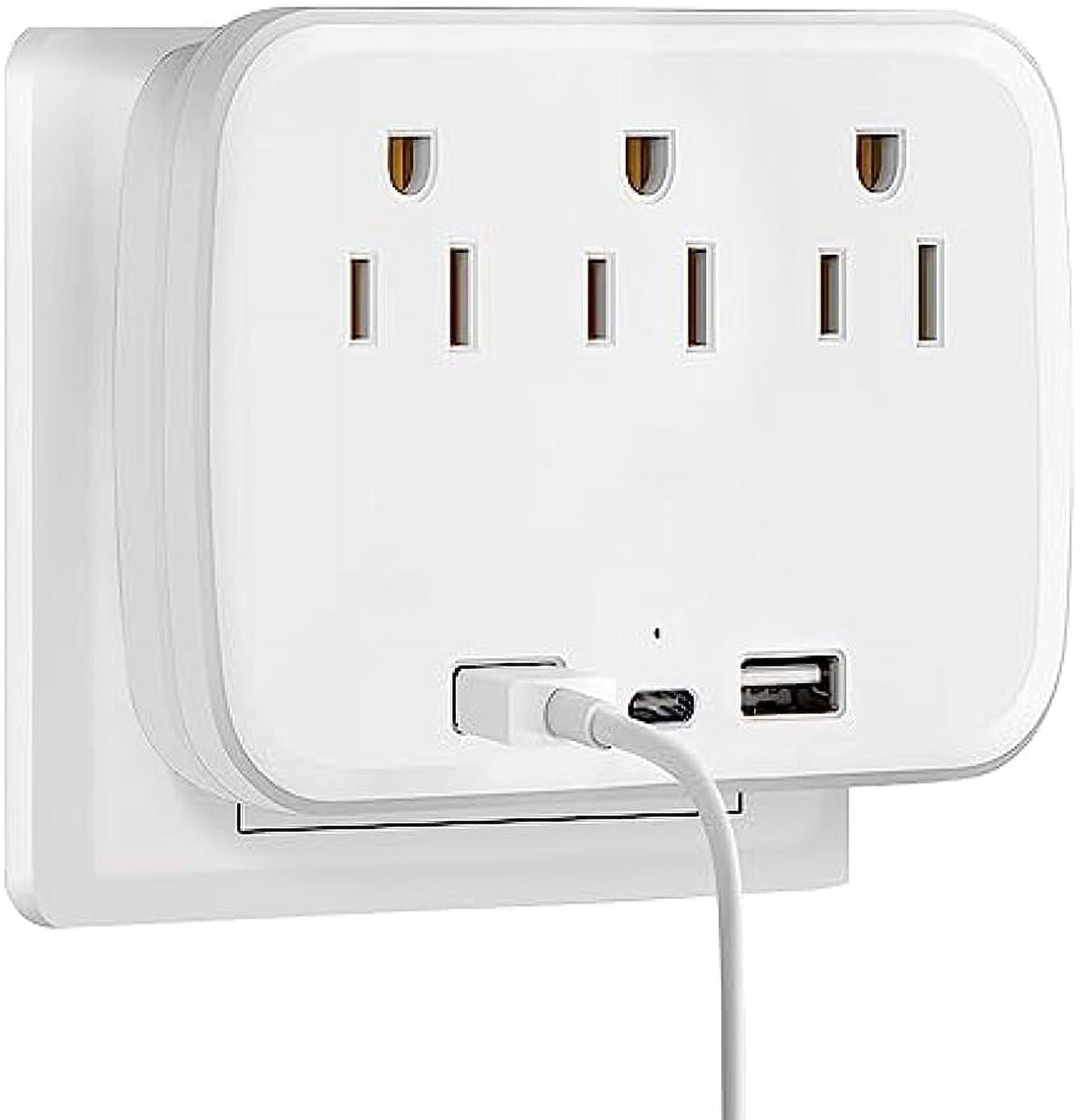 JINGYANG Cruise Power Strip No Surge Protector with USB, Multi Plug Outlet Extender 3 Outlets and 3 USB Ports(1 USB C), Cruise Essentials Wall Outlet Splitter for Cruise Ship Travel Home Office