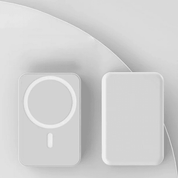 JINGYANG Magnetic Wireless Power Bank, 5000mAh 20W PD Mini Foldable Mag-Safe Battery Pack with Wireless Portable Charger Phone Stand and USB-C for iPhone 14/13/12 Series (White)