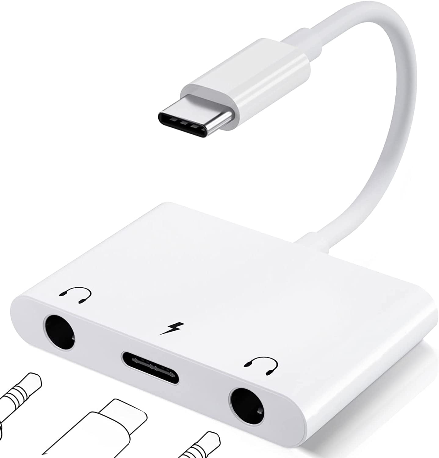 JINGYANG USB C Headphone Adapter, iPad Pro Headphone Splitter 3 in 1