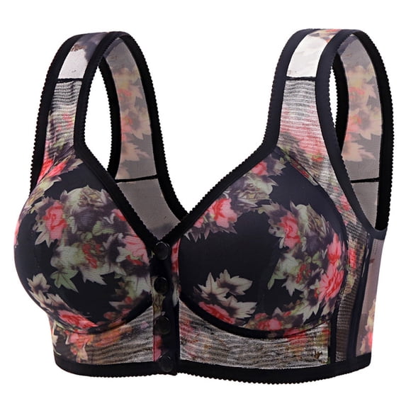 JINGZH Front Closure Bras for Women Wireless Tommy Copper Breastfeeding Shapermint Women's High Impact Adhesive Womens Push Up Bra Black