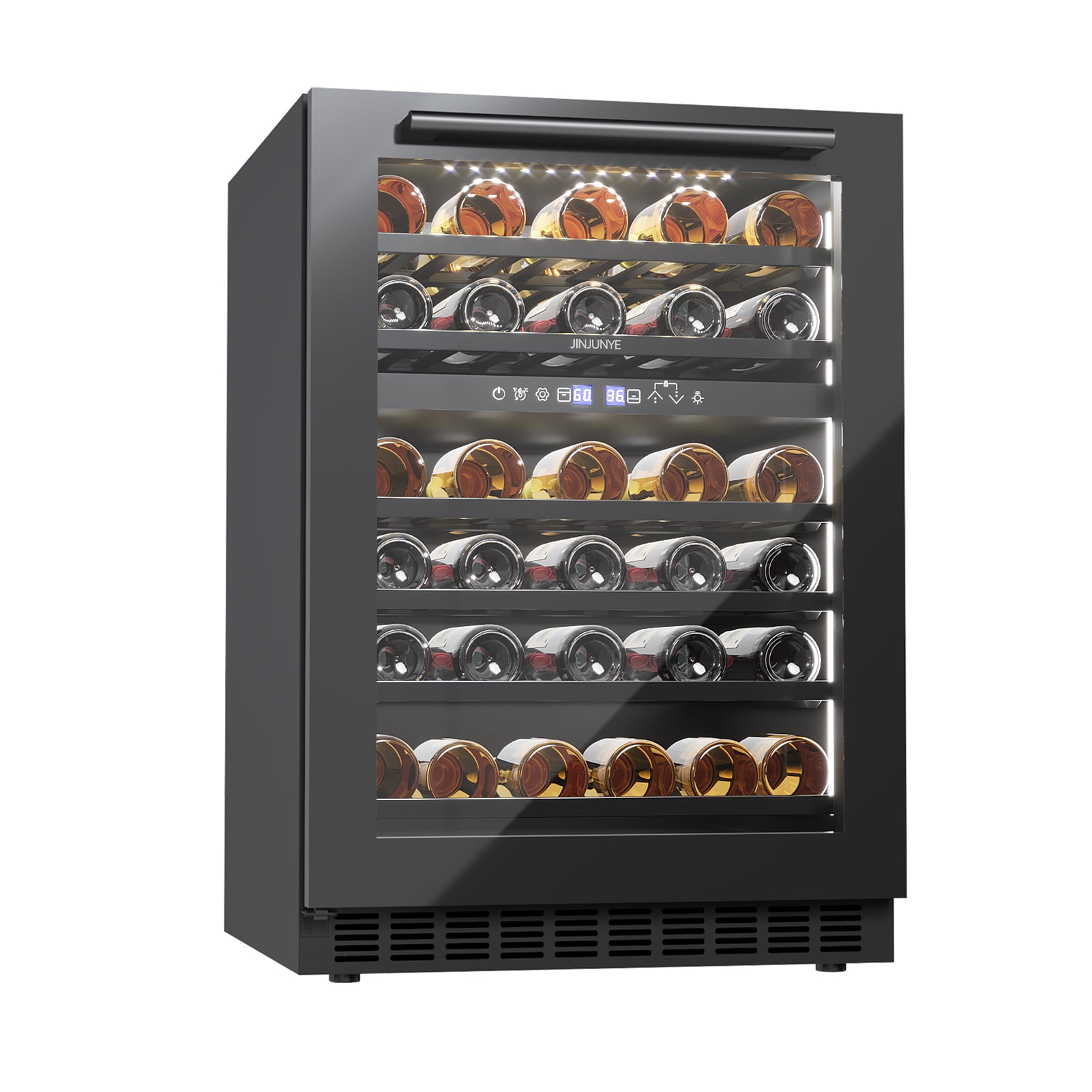 JINJUNYE 24" 56 Bottle Wine Cooler Refrigerator Dual Zone, Wine Fridge