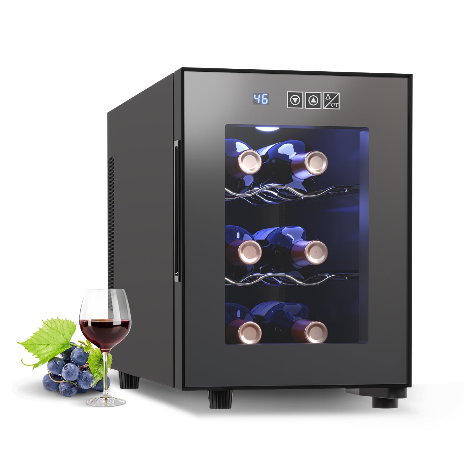JINJUNYE 6 Bottle Wine Cooler, Wine Fridge Small with Digital