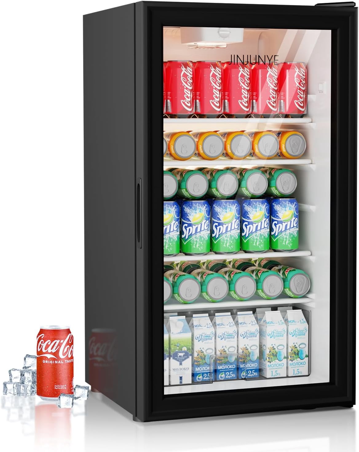 JINJUNYE Beverage Refrigerator Cooler, 128 Can 3.2Cu.ft Mini Fridge ...