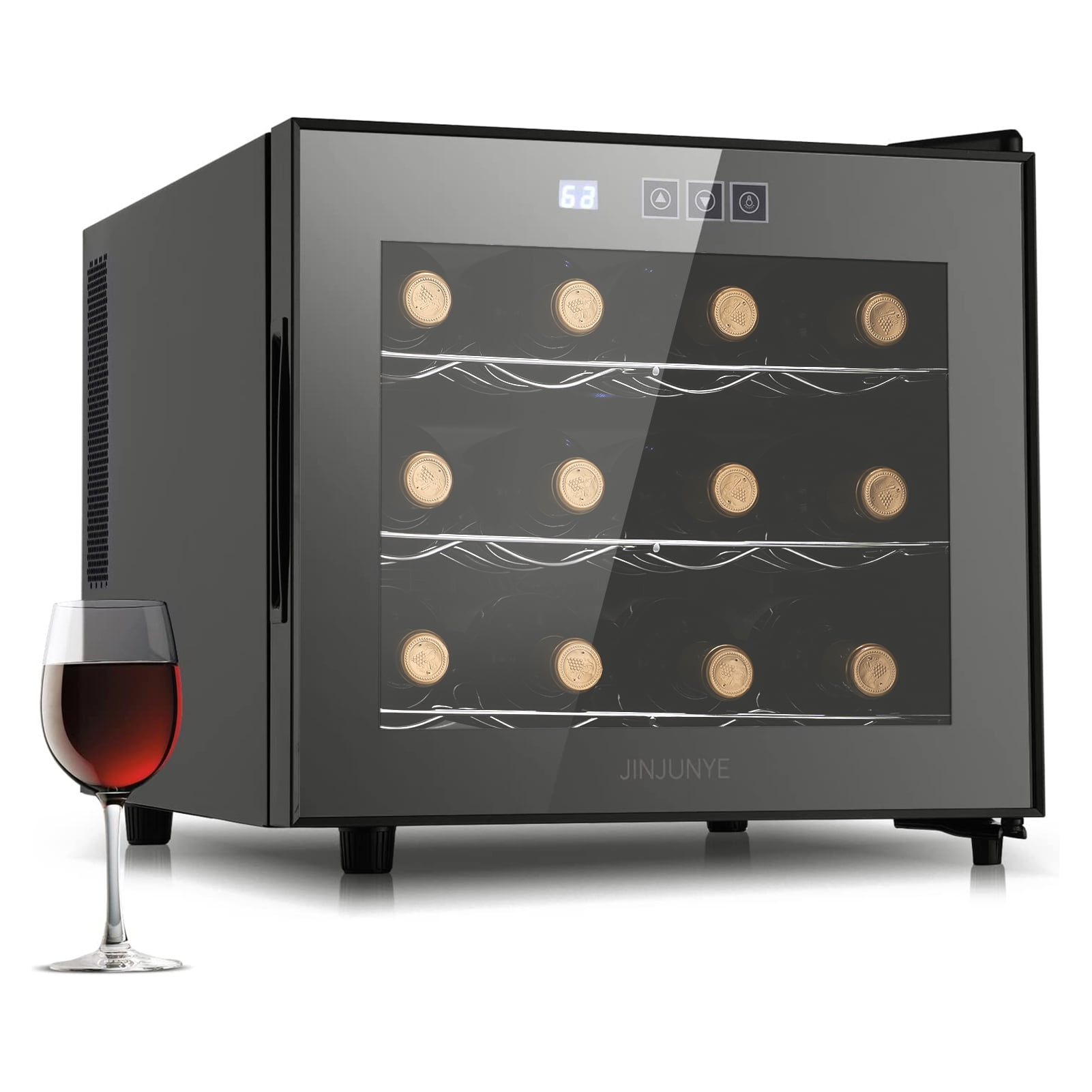 JINJUNYE 12 Bottle Counter Chiller Wine Cooler Refrigerator, Small