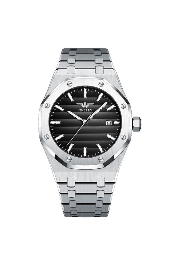 Men Automatic Self-Wind Mechanical Stainless Steel Silicone Business Wrist Watch Sapphire Crystal Waterproof Casual Clock Man Calendar Luminous Vintage Wristwatch