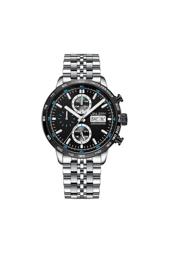 Men Automatic Self-Winding Mechanical Stainless Steel Business Wrist Watch Sapphire Crystal Waterproof Sport Multifuction Clock Calendar Luminous