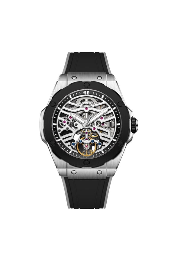 Skeleton Automatic Self-Wind Vintage Wristwatch Men Mechanical Business Wrist Watch 316 Stainless Steel Rubber Sapphire Crystal Waterproof Clock Luminous Waterproof