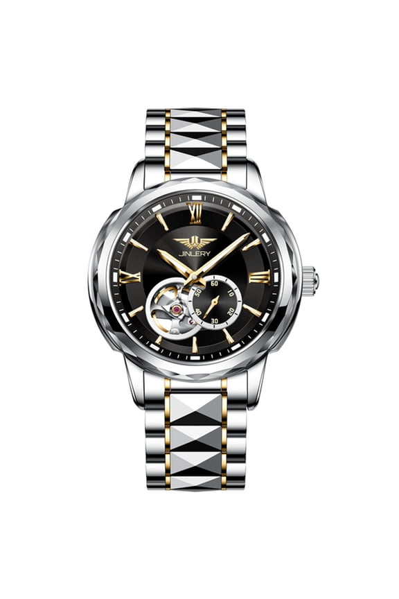 Skeleton Japan Automatic Self-Winding Mechanical Men Tourbillon Wrist Watch Business Tungsten Steel Sapphire Crystal Waterproof Clock Luminous Chronograph