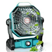 JINLICTE Camping Fans for Tent with LED Light - 9-Inch Rechargeable Battery Powered Fan, Stepless Speed Control & Ultra Quiet for Night Camping, Travel, Picnic, Home