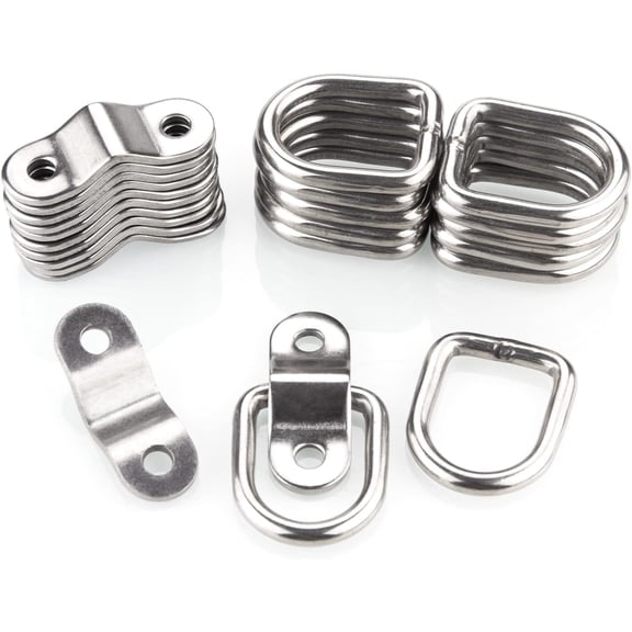 JINLONG 12-Pack Tie Down Rings with Mounting Bracket, Heavy Duty Stainless Steel Lashing Ring D-Ring Anchor Point, 1/4" Surface Mount for Trailer, Truck, Cargo Load, RV, Pickup, Camper, Boats