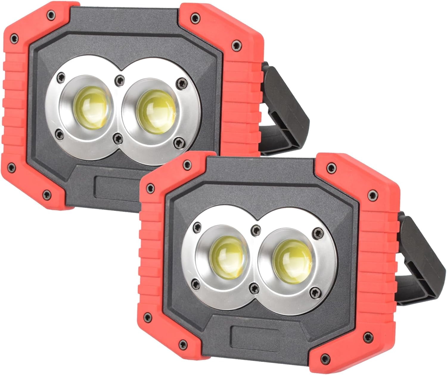 JINLONG 2-Pack 30W 1500 Lumens Rechargeable LED Flood Light with ...