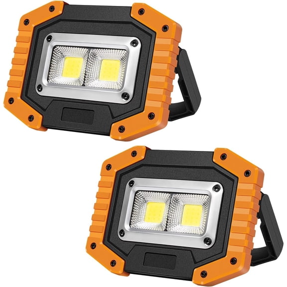 JINLONG 2-Pack Rechargeable LED Work Light, 30W 1500 Lumens Portable Flood Light with Magnetic Base, 4200mAh Battery for Camping, Outdoor, Car Repair & Job Site