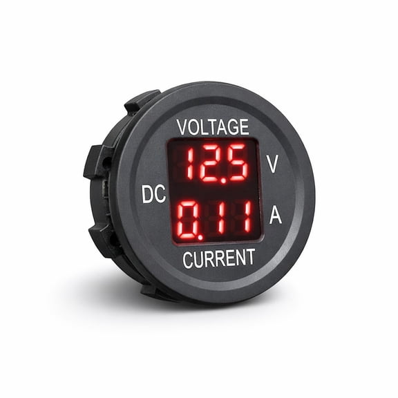 JINLONG 2-in-1 Digital Voltmeter Ammeter, 12V DC LED Display Voltage & Current Gauge for Car, Truck, Boat, RV, Marine, Red