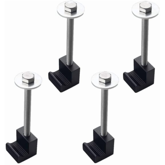 JINLONG 4-Pack Aluminum J-Hook Crossover Tool Box Tie Downs for Pickup Trucks, Black