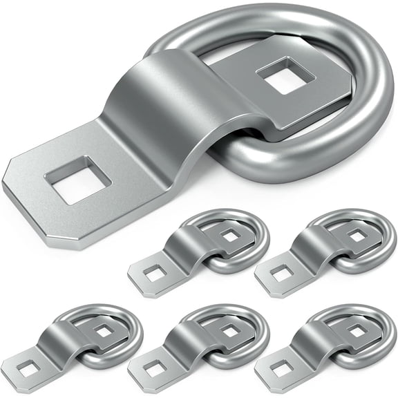 JINLONG 6-Pack 3/8" Heavy Duty D-Ring Tie Down Anchors, Steel, 6000 lbs Capacity, Tie Down Rings for Trailers, Boats, Vans, Cargo Control