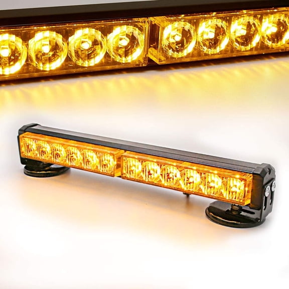 JINLONG Amber Wireless Battery Traffic Advisor Emergency Light Bar, 12 LED Strobe Warning Light, Magnetic Base Mount with 12V Rechargeable Plug, Mini Roof Top Plow Hazard Flash