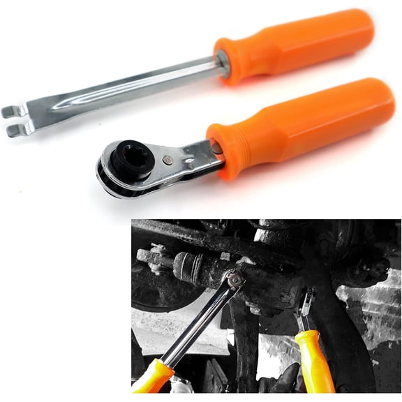 JINLONG Automatic Slack Adjuster Release Tool & Wrench Set, Double Square Ratcheting Wrench for Air Brake System Adjustments, Heavy-Duty Fork End Tool