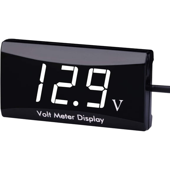JINLONG DC 12V Digital Voltmeter Gauge, LED Display Voltage Meter for Car & Motorcycle, White