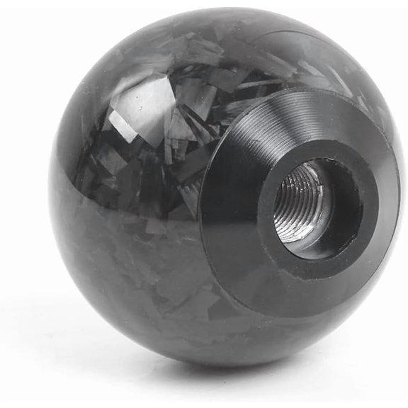 JINLONG Forged Carbon Fiber Shift Knob, Spherical Type with 3 Adapters, Universal for Most Manual Cars, Real Carbon Fiber, Black