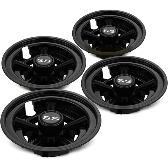 JINLONG Golf Cart Wheel Covers Hub Caps, 8" Snap-On Set of 4, Fits Yamaha, Club Car, EZ-GO, Par Car, Black