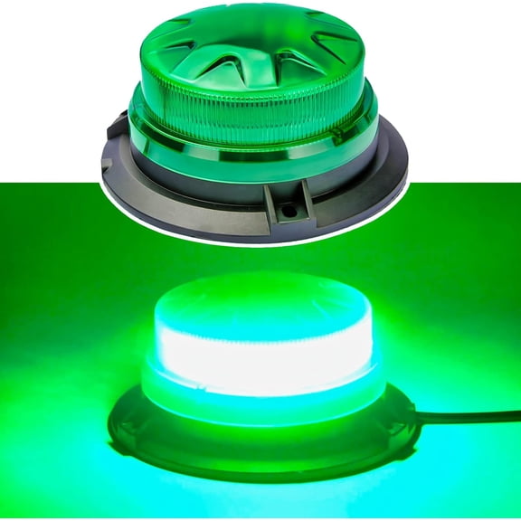 JINLONG Green LED Emergency Strobe Beacon Light, 24 LED, 12V-24V, Magnetic Mount, 8 Flash Modes, Warning Safety Rooftop Signal Lamp for Vehicles, Forklift, Truck, Tractor, Golf Cart