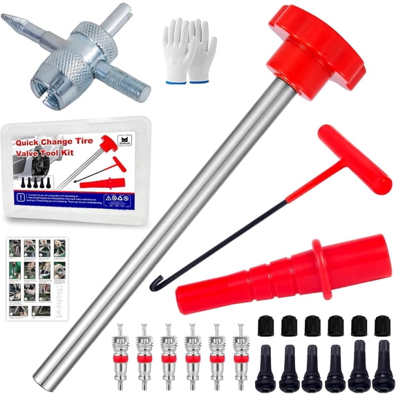 JINLONG Quick Change Tire Valve Tool Kit, Valve Stem Replacement Kit ...