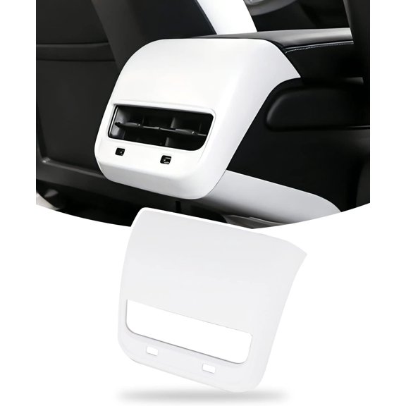 JINLONG Rear Seat AC Vent Cover Trim for Tesla Model 3/Y, Anti-Wear Surface, Tool-Free Adhesive Installation, Protects Vents & Upgrades Interior Styling, Matte White