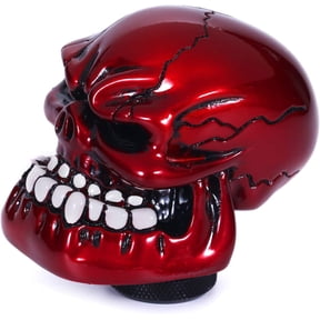 JINLONG Skull Shift Knob, Transmission Gear Shifter Stick Handle, Fits Most Manual & Automatic Cars, Trucks, SUVs, Red
