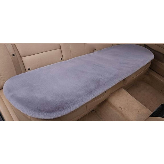 JINLONG Winter Soft Warm Faux Rabbit Fur Car Seat Cushion, Universal Fit Plush Front & Back Fuzzy Seat Pad Cover Protector, 1-Piece Back Seat, Gray