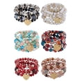 thumbnail image 1 of JINLUO 1-4-6Sets Boho Bohemian Bracelets Stackable Stretch Bracelets Multicolor Multilayer Natural Crystal Stone Handmade Beaded Beach Bracelets for Women Love Dangle Bracelet Jewelry Gift, 1 of 10