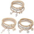 thumbnail image 1 of JINLUO JL 1/3Sets Stackable Charm Bracelets for Women Corn Chain Bracelet Crystal Dangle Bracelets Shaped Stretch Bracelets Valentine's Day Engagement Holiday Gift Bangle Sets, 1 of 11
