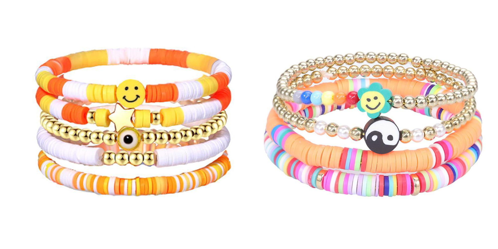 IEFSHINY Heishi Bracelets Set for Girls Colorful Smile Beaded Polymer Clay  Stackable Bracelets Girls Bracelets 