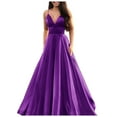 thumbnail image 1 of JINMGG 2026 Plus Size Women's Fashion Solid Color V-Neck Suspender Sleeveless Evening Dress Purple XXL, 1 of 5