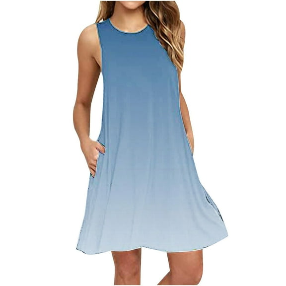 JINMGG 2026 Summer Dresses under $10.00 Women Fashion Summer Casual Sleeveless Round-Neck Printing Dress Loose Dress