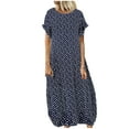thumbnail image 1 of JINMGG 2026 Summer Dresses under $10.00 Women Plus Size Pockets O-Neck Polka Dot Printing Short Sleeve Casual Long Dress, 1 of 5