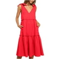 thumbnail image 1 of JINMGG 2026 Summer Dresses under $10.00 Women's Sun Dress Solid Color Dress Summer Strap Dress A Line Midi Dress, 1 of 9