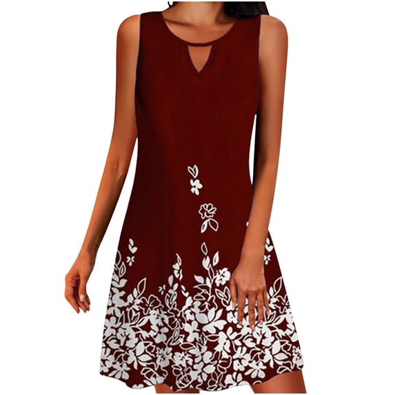 JINMGG 2026 Summer Dresses under $10.00 Womens Fashion Summer Sleeveless Round Neck Printed Dress