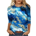thumbnail image 1 of JINMGG 2026 Summer Womens Tops Womens Plus Size $5 Women's Fashion Printed T-Shirt 3/4 Sleeves Blouse Round Neck Casual Tops, 1 of 5