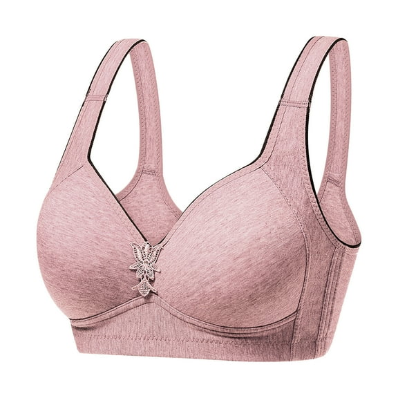 JINMGG 2024 Bras for Women Plus Size Women's Bra Wire Free Underwear OnePiece Bra Everyday Underwear Bras Pink M
