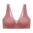 thumbnail image 1 of JINMGG 2024 Bras for Women Plus Size Women's Lace Comfortable Front Buckle Breathable Anti-exhaust Printing Non-Wired Bra Pink XL, 1 of 6