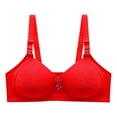 thumbnail image 1 of JINMGG 2024 Bras for Women Plus Size Women's Plus Size Bra No Steel Ring Push Up Underwear Vest-Style Sleep Bra Red M, 1 of 3
