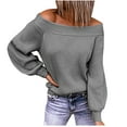 thumbnail image 1 of JINMGG 2024 Fall Winter Plus Size Sweaters for Women Clearance,Fashion Women Solid Color Long Sleeve Pullove Off Shoulder Shirt Sweater Tops, 1 of 4