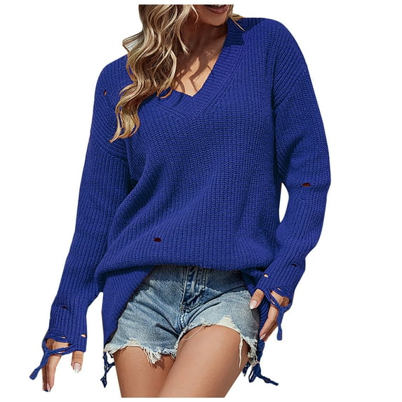 JINMGG 2026 Fall Winter Plus Size Sweaters for Women,Fashion Women Solid Long Sleeve Pullove Hollow Out V-Neck Casual Sweater Tops